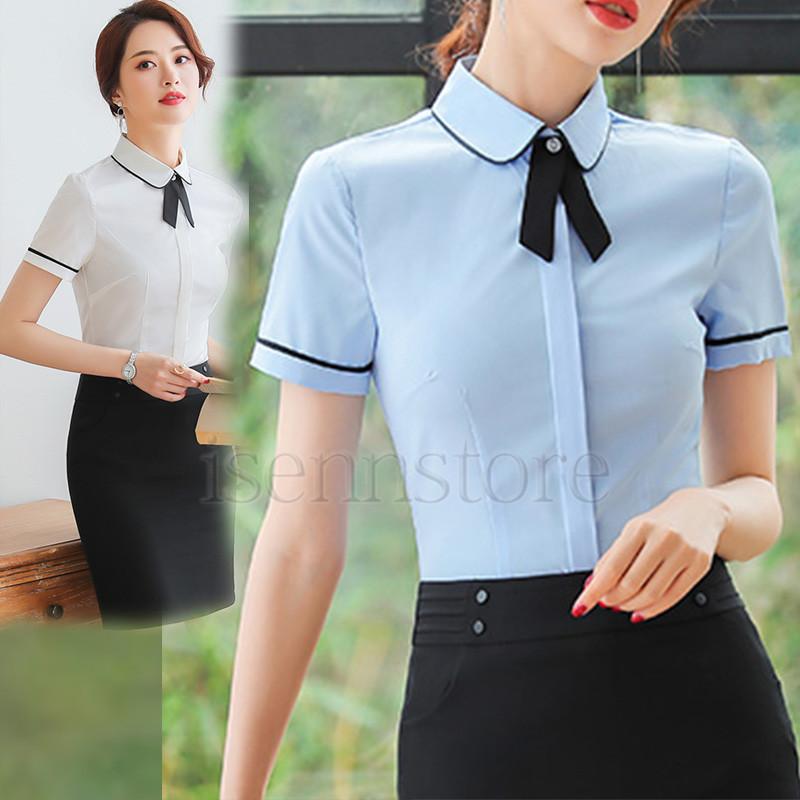 ワイシャツ オフィスカジュアル 事務服 レディース トップス スーツ インナー レギュラー 半袖シャツ 襟付き スリム Ol 通勤着 フォーマル ビジネス 制服 2133 11 イセンストア 通販 Yahoo ショッピング
