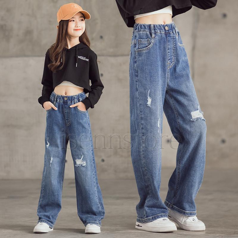 子供服 デニムパンツ 韓国子供服 女の子 ロングパンツ 長ズボン 