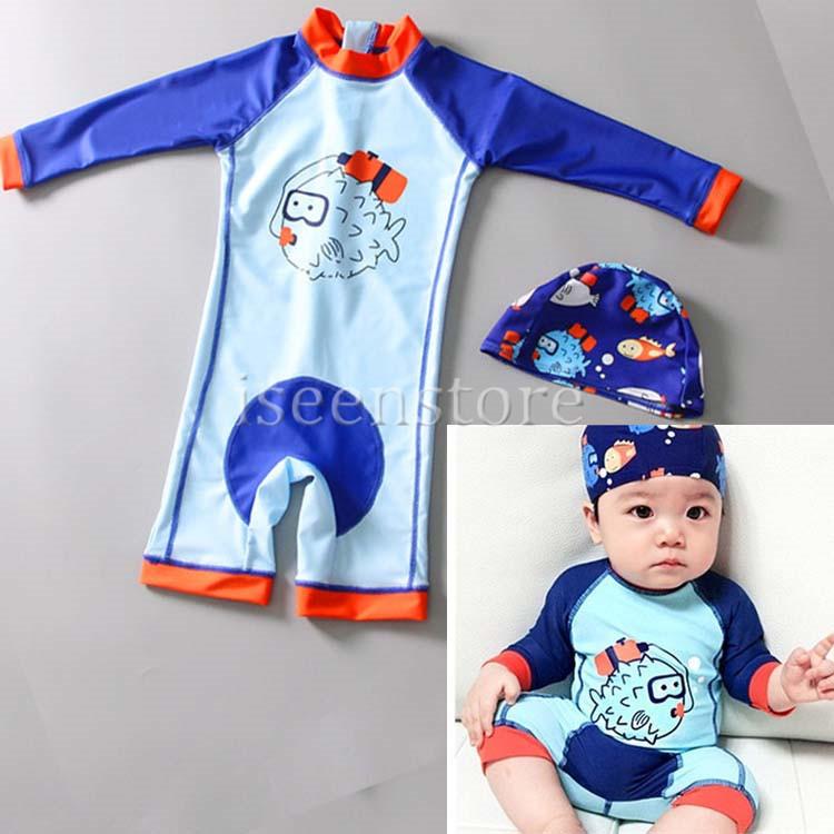 ベビー 水着 男の子 ロンパース 子ども水着 キッズ 男児 Uv対策 日焼け防止 子供 水泳キャップ付き かわいい 魚柄 長袖オールインワン 連体 スイムウェア 2133 14 イセンストア 通販 Yahoo ショッピング