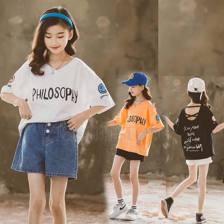 子供服 Tシャツ キッズ 女の子 夏 おしゃれ 半袖 Vネック ロゴプリント ゆったり トップス カジュアル 韓国子供服 カジュアル 通園 通学 普段着 3色 2133 1476 イセンストア 通販 Yahoo ショッピング
