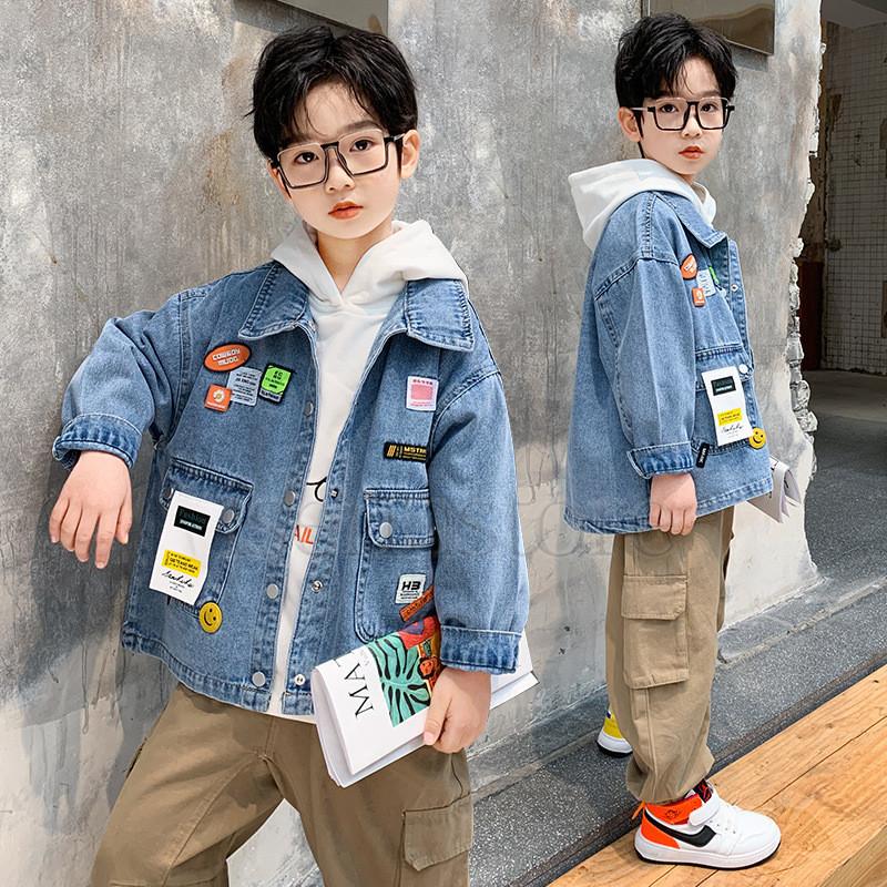 デニムジャケット キッズ 子供服 Gジャン デニム ワッペン付き かっこいい 男の子 ジャケット コート 韓国子ども服 おしゃれ トップス ジュニア 春秋1 170 2133 148 イセンストア 通販 Yahoo ショッピング