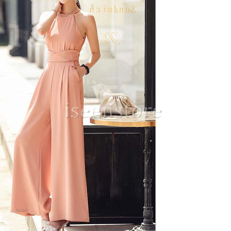 オールインワン ノースリーブ ワイドパンツ フレア 韓国系【0920