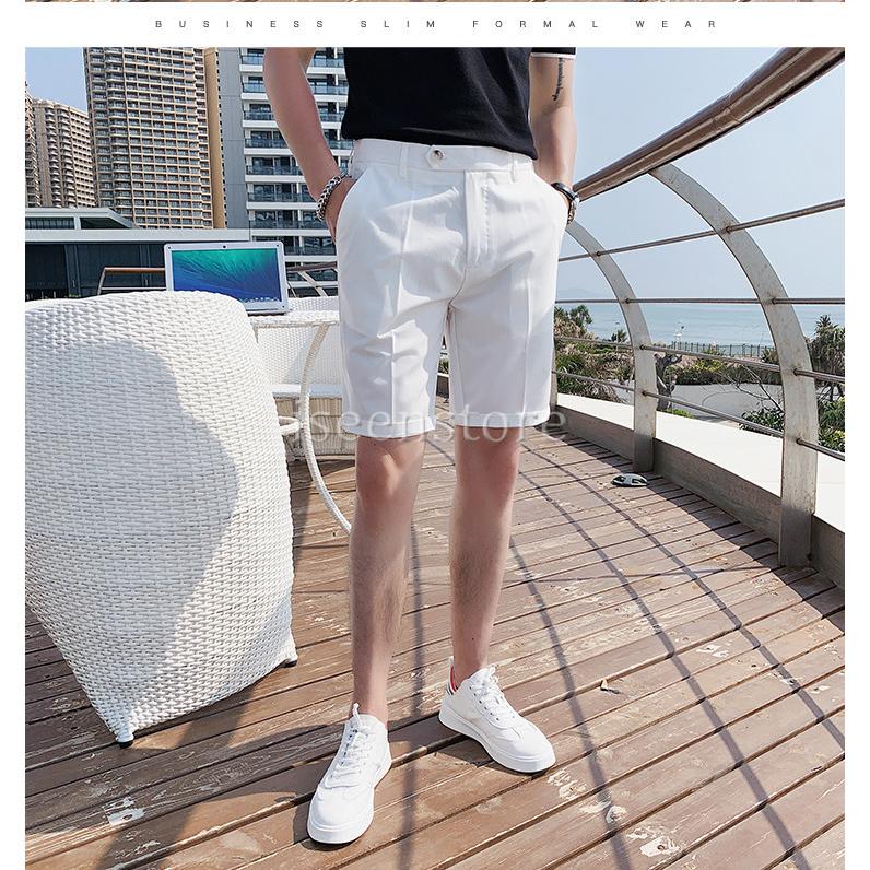 スラックス メンズ 夏用 クールビズ 5分丈 ビジネスパンツ 短パン 半ズボン ハーフパンツ 無地 チノパン 男性 イギリス風 スーツパンツ スリム ゴルフウェア 2133 1841 イセンストア 通販 Yahoo ショッピング