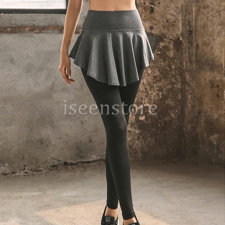 レギンス付きフレアスカート スポーツウェア ヨガウェア おしゃれ レディース 一体型 吸汗速乾 ストレッチ ロングタイツ スパッツ フィットネス トレーニング 2133 1851 イセンストア 通販 Yahoo ショッピング