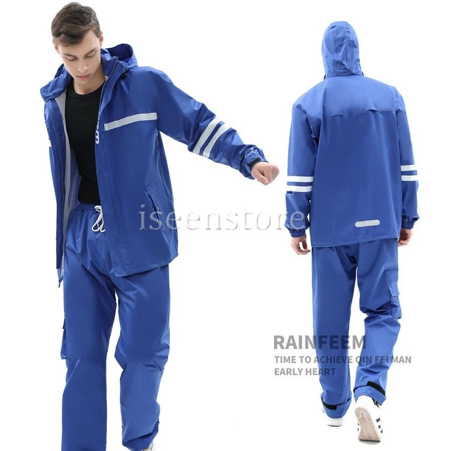 レインウェア メンズ 上下セット 迷彩柄 カッパ 雨合羽 雨具 バイク