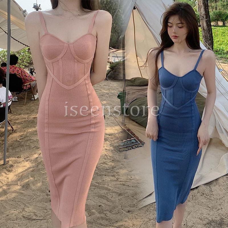 タイト ワンピース キャミ セクシー 夏ノースリーブ ニットワンピ