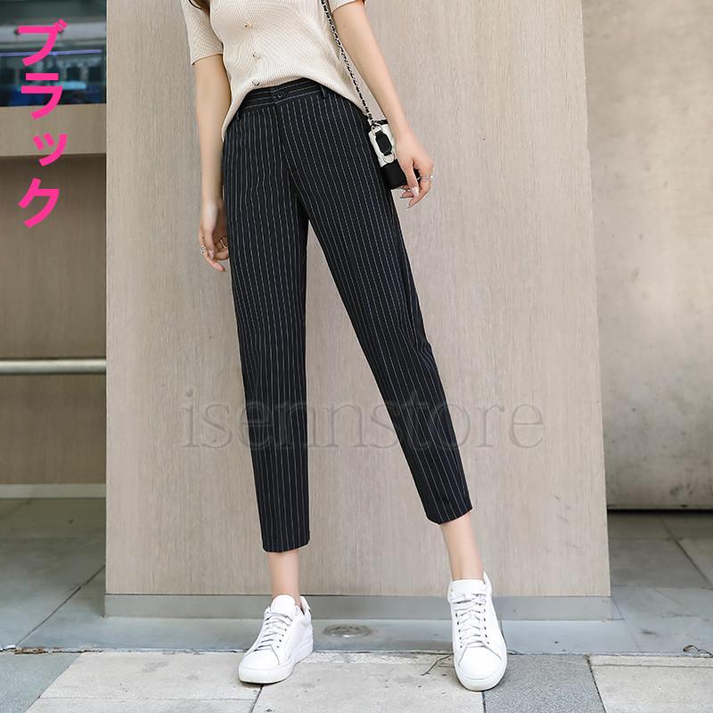 ストライプ パンツ 9分丈 テーパードパンツ レディース ボトムス 春夏 ウエストゴム リクルート 通勤 スラックスパンツ 美脚 Ol 大きいサイズ 美脚 スラックス 2133 4 イセンストア 通販 Yahoo ショッピング