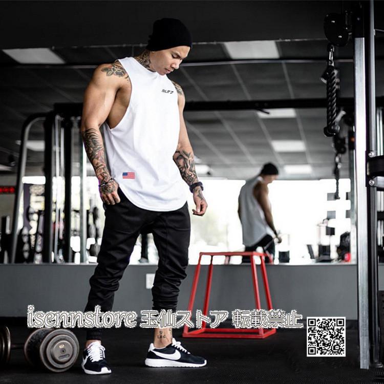 メンズ フィットネス タンクトップ 筋トレ ノースリーブ シャツ サマー