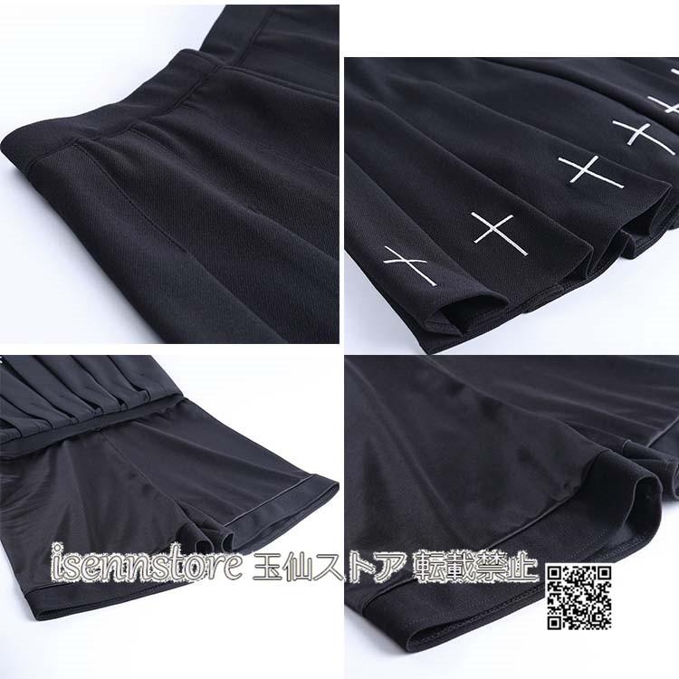 ゴシック パンク風 プリーツスカート ハイウエスト ベルト付き Aライン