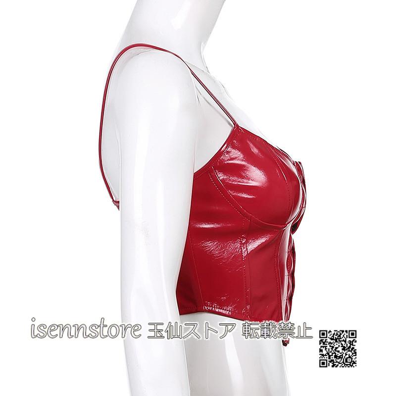 コスチューム ビスチェ コルセット トップス 合皮 レザー レディース