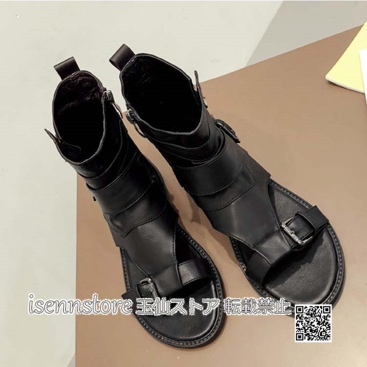 グラディエーター サンダル ローヒール ベルト付き レディース