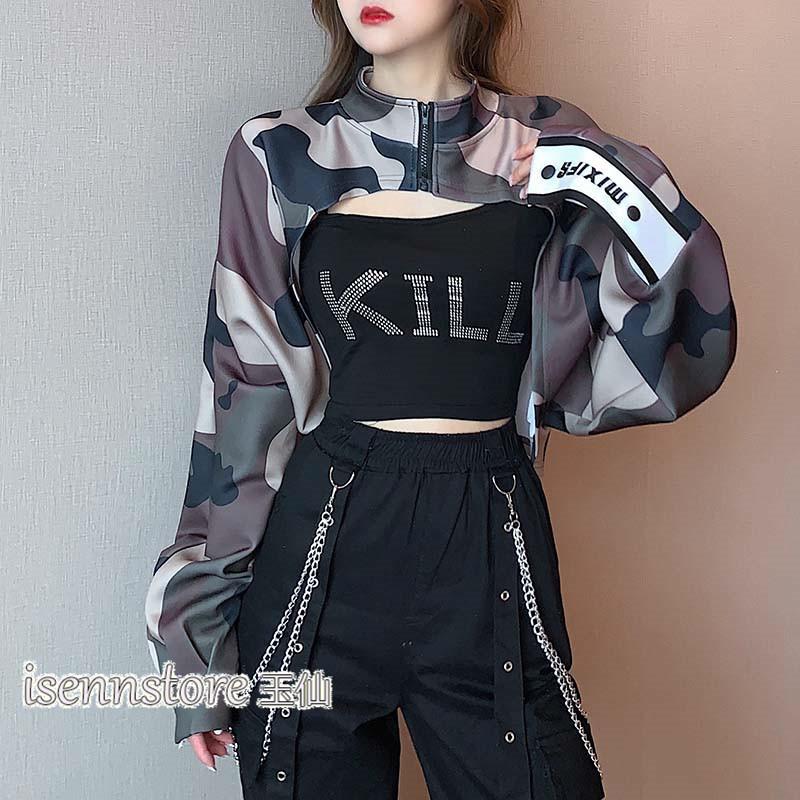 迷彩パーカー ジップ 長袖 スウェット トップス クロップド 迷彩パーカー ジップ 長袖 スウェット トップス クロップド