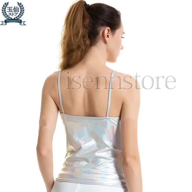 美品 * チアダンスウェア メタリック キャミソール ダンサー ステージ 衣装 発表会 社交