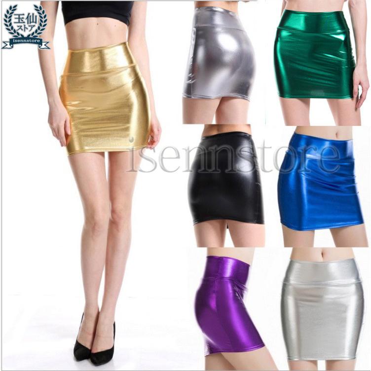 PU革 メタリック タイトスカート レディース ミニスカート ボトムス