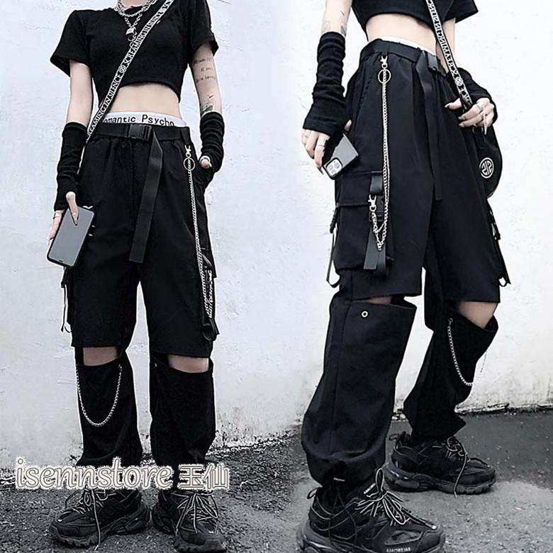 カーゴパンツ ジョガーパンツ レディース ヒップホップ ダンサーパンツ ダンス衣装 Hip Hop チェーン付き ダメージ加工 ストリートファッション ペイント 個性 2133 3053 イセンストア 通販 Yahoo ショッピング