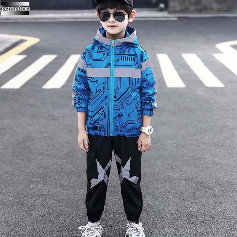 子供服 男の子 おしゃれ 長袖 ウインドブレーカー ロングパンツ フード付き スポーツウェア ジャージ 上下セット 春秋服 カジュアル キッズ ジュニア通学 運動着 2133 3265 イセンストア 通販 Yahoo ショッピング