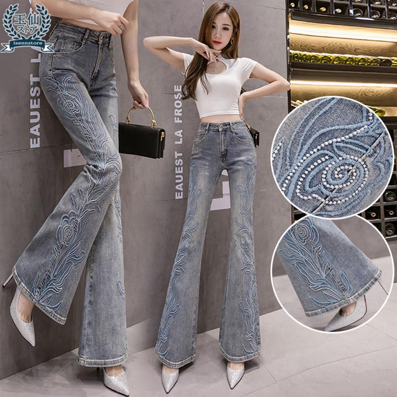 ヴィンテージ ジーンズ 刺繍 レディース ウォッシュ加工 デニム ブーツ