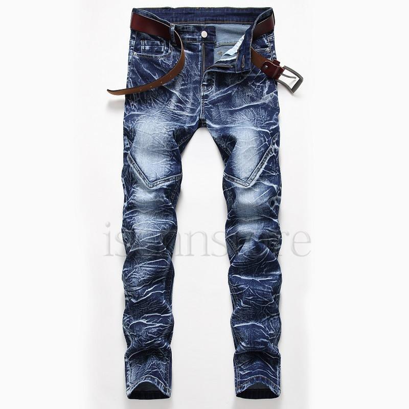 デニムパンツ メンズ ストレッチ スリム ウォッシュ加工 ジーンズ 