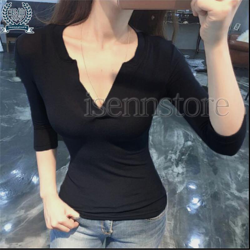 トップス カットソー tシャツ ヘンリーネック Vネック 7分袖