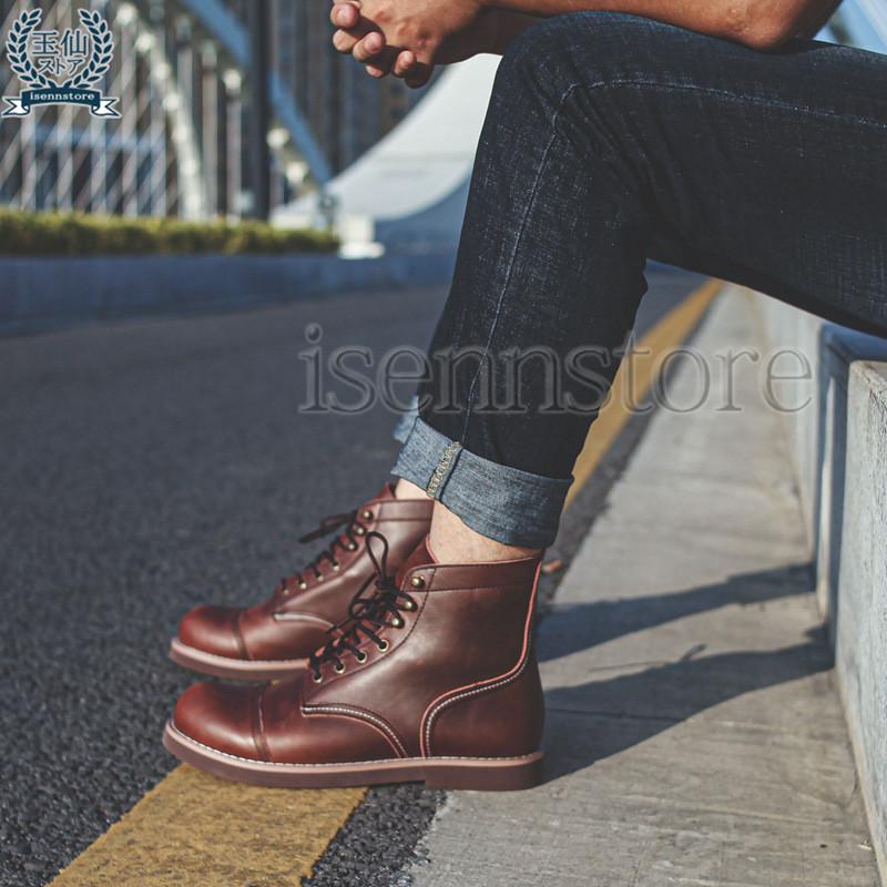 ヴィンテージ 編み上げ ショートブーツ メンズブーツ ワークブーツ 本