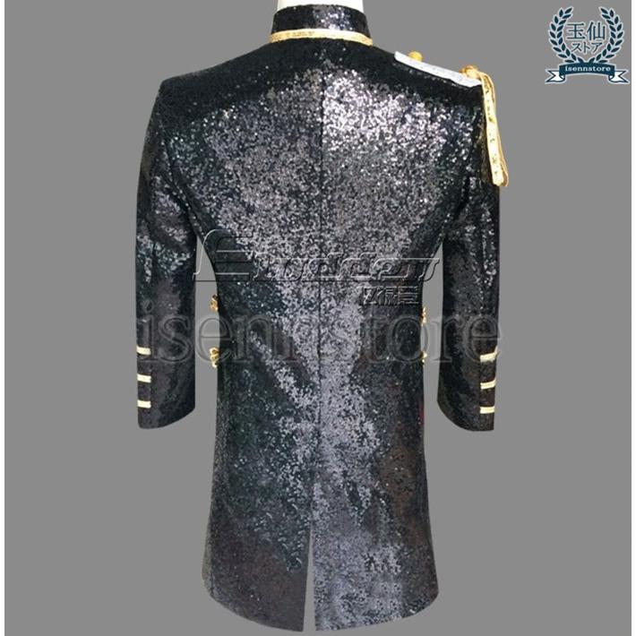 人気 メンズ 演出服 スパンコール ロングコート ダンス衣装 タキシード
