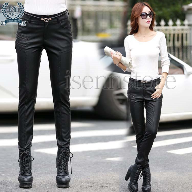 レザーパンツ スキニーパンツ 細め 革パン 秋冬 フェイクレザー