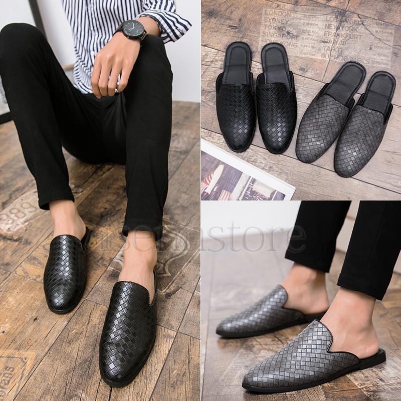 ビジネスサンダル メンズ かかとなし 編み込み スリッパ 革靴 オフィスサンダル フラット ローファー サボサンダル 春夏 男性 おしゃれ 紳士靴 事務所 2133 539 イセンストア 通販 Yahoo ショッピング