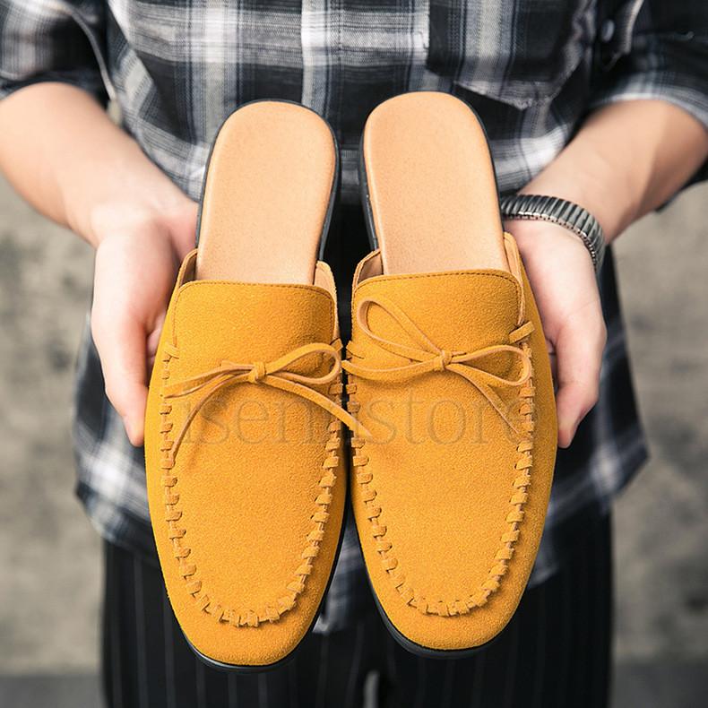 オフィスサンダル かかとなし ビジネススリッパ メンズ 革靴 スエード ローファー 軽量 ビジネスシューズ 事務所 室内履き クロッグ サボサンダル バブーシュ 2133 547 イセンストア 通販 Yahoo ショッピング