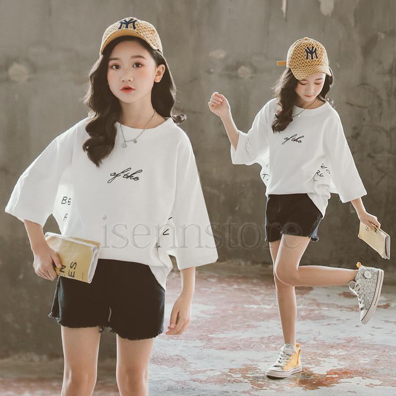 子供服 Tシャツ 女の子 キッズ ジュニア 半袖 ドルマンスリーブ ロゴ
