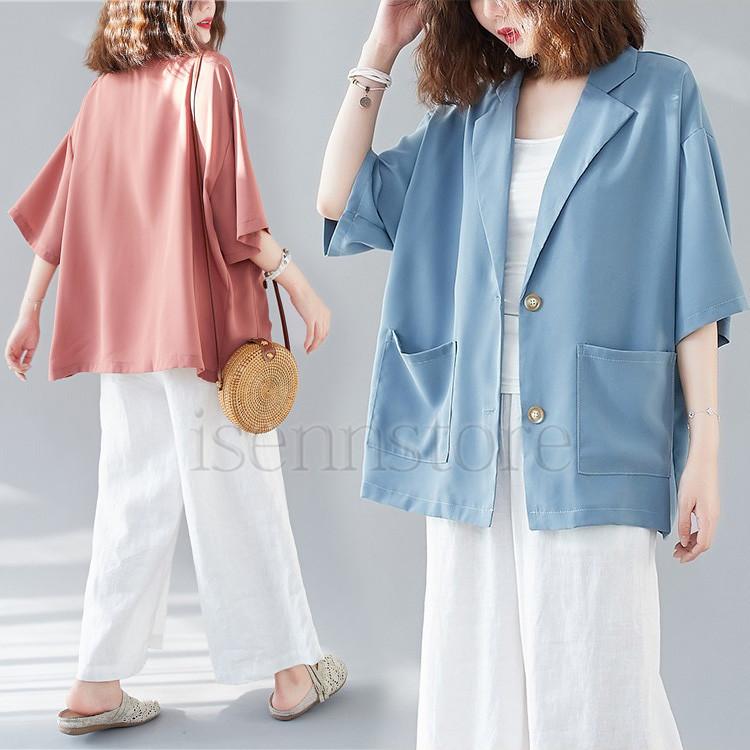 レディース トップス テーラード ショート丈 五分袖 羽織り ライトアウター 薄手 春 夏 半袖 ファッション 涼しい カジュアル コート 30代40代 ママ 2133 863 イセンストア 通販 Yahoo ショッピング