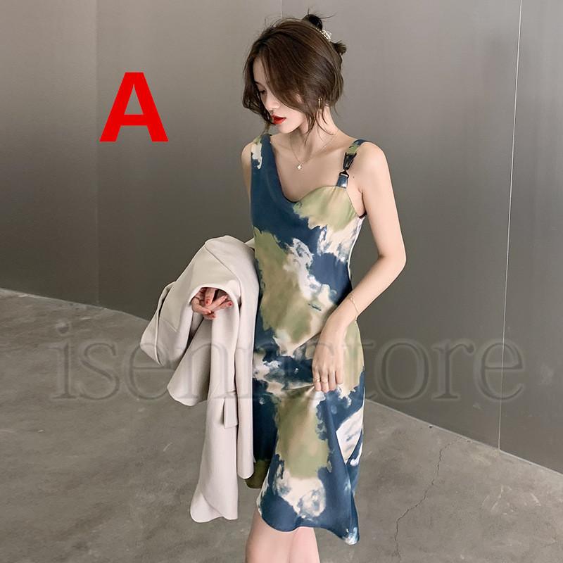 ワンピース レディース ｖネック ノースリーブ 斜め襟 キャミワンピ ひざ丈 サテン 高級感 プリント 着痩せ 上品フェミニン 夏 パーディードレス 二次会 披露宴 2133 8 イセンストア 通販 Yahoo ショッピング