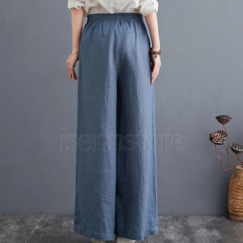 綿麻パンツ リネン 麻混 ガウチョパンツ レディース 春夏 ボトムス