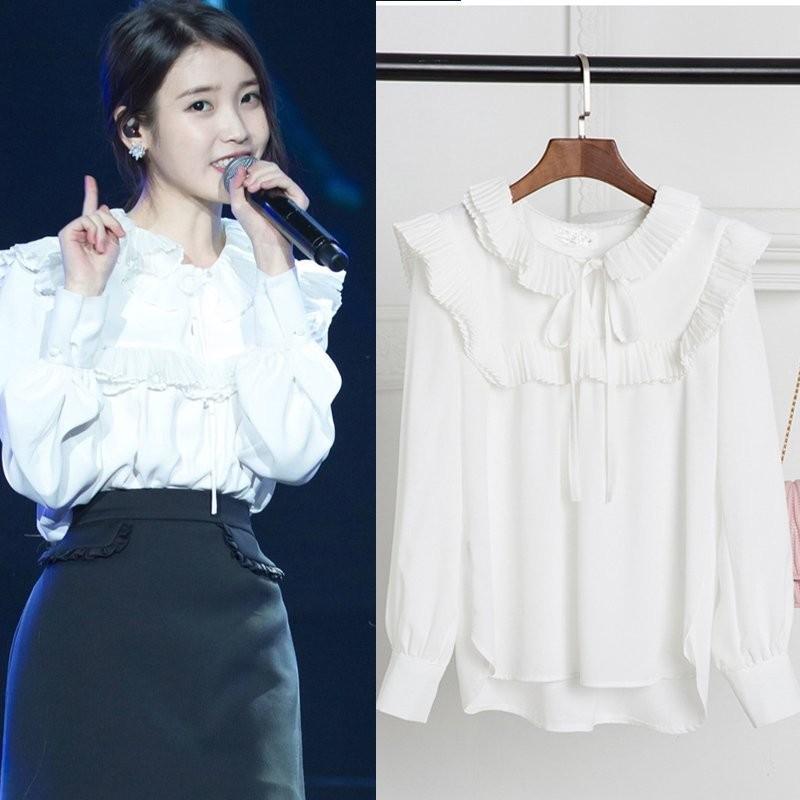 シフォンブラウス 長袖 胸元フリル トップス レディース ラウンドネック 前開き シャツ ブラウス 通勤 オフィス フォーマル パーティー デート Aug 057 イセンストア 通販 Yahoo ショッピング