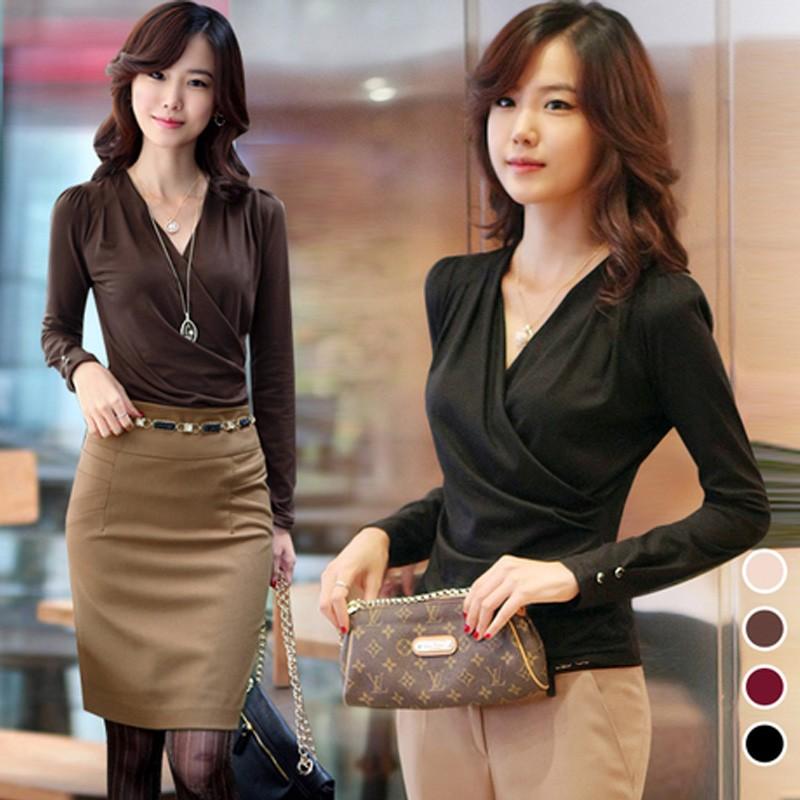 Vネック 長袖tシャツブラウス レディース カシュクール デイリーコーデ スレンダーライン長袖トップス 大きいサイズ チュニック ゆるtシャツ Aug 1563 イセンストア 通販 Yahoo ショッピング