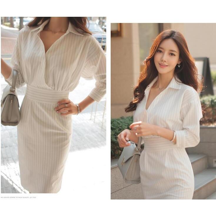 女らしい ワンピース ストライプ Ol ワンピ タイトスカート セクシー ワンピ 18年春夏新作 細身 ひざ丈 レディース ワンピース シャツ ワンピース Aug 2184 イセンストア 通販 Yahoo ショッピング