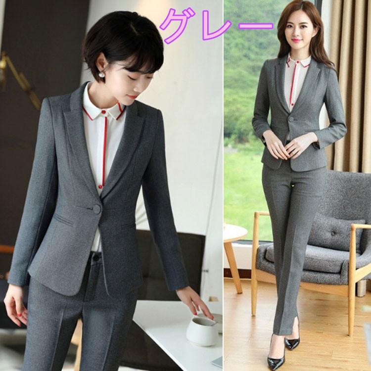 女性 ファッション スーツ フォーマルビジネス オフィススーツパンツスーツ 通勤 Ol 2点セット レディース パンツスーツ グレー ブラック着痩せ 就活 面接 Aug 2210 イセンストア 通販 Yahoo ショッピング