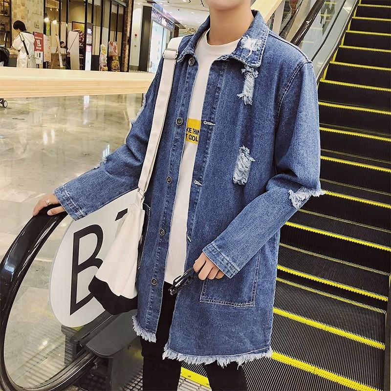 スプリングコート ダメージ加工 カジュアルショップコート メンズ ステンカラー ロング デニムコート トップス 春新作 アウター ジャケット トレンチ コート Aug 3337 イセンストア 通販 Yahoo ショッピング