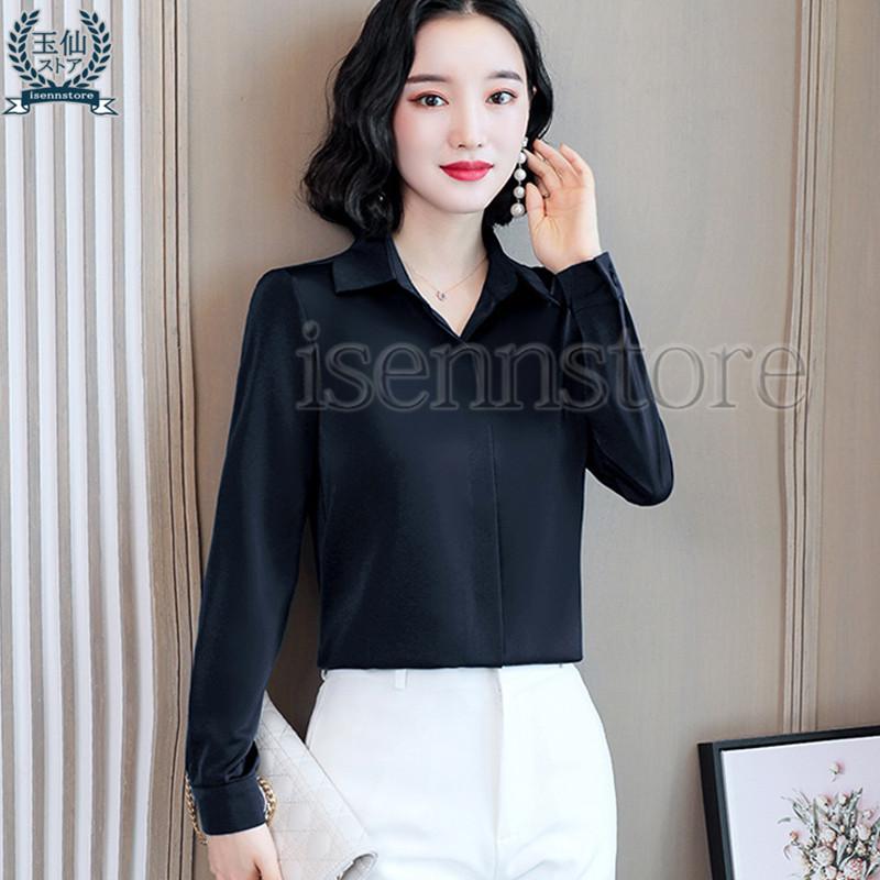 ブラウス レディース きれいめ 長袖 襟付き スキッパーシャツ トップス