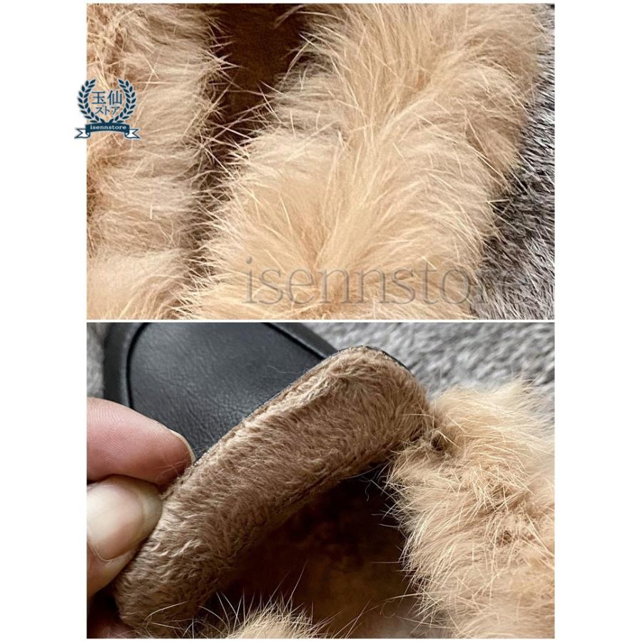 ビット付きローファー ファーシューズ ふわもこ 秋冬 ラビットファー