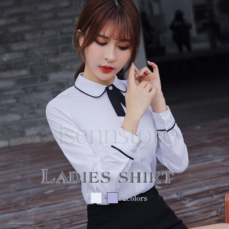 ブラウス レディース オフィス Yシャツ リボン 丸襟 おしゃれ フォーマル ワイシャツ 長袖 ビジネス Ol 通勤 事務服 キャリア スリム 春秋 大人 ファッション Ine 4641 イセンストア 通販 Yahoo ショッピング