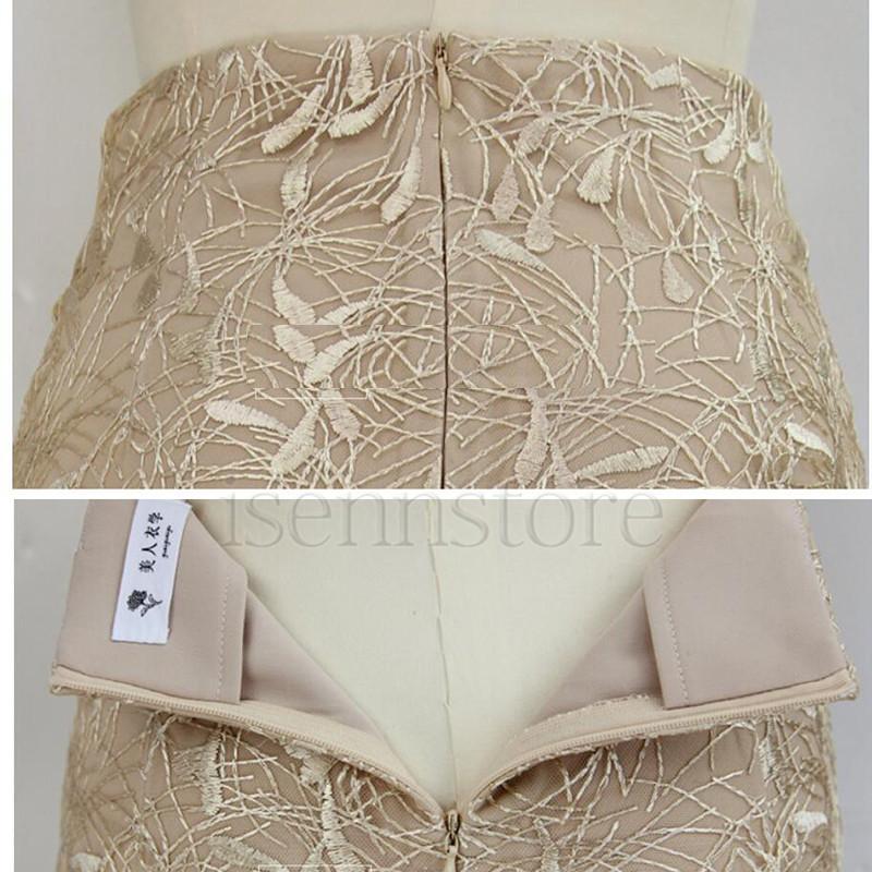 エレガントなタイトスカート スカート 刺繍 レーススカート ミモレ丈