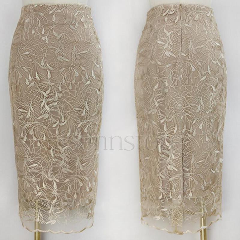 エレガントなタイトスカート スカート 刺繍 レーススカート ミモレ丈