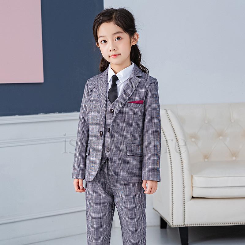 Web限定カラー 女の子 パンツスーツ 子供服 ピアノ 発表会 入学式 卒業式 七五三 チェック柄 4点セット ベスト ブレザー パンツ ネクタイ フォーマル キッズ 90 150 Organizacaosilveira Com Br