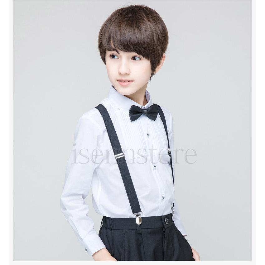 キッズ ワイシャツ+蝶ネクタイ2点セット 男の子 フォーマル ストライプ  