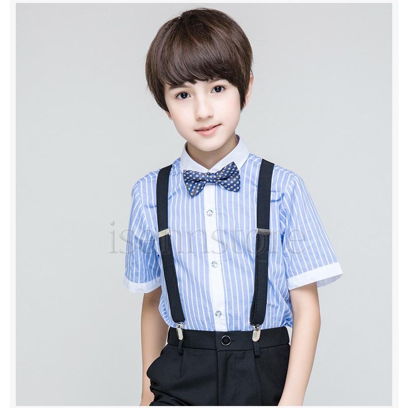 キッズ ワイシャツ+蝶ネクタイ2点セット 男の子 フォーマル ストライプ