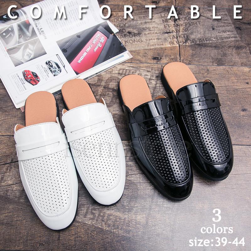 高品質 サンダル ビジネスシューズ メンズ かかとなし スリッパサンダル 革靴 オフィスサンダル かかとなし ビジネスシューズ スリッパ サンダル 室内履き オフィス 仕事用 メンズ 黒ブラック 通気性 ぺたんこ フラット革靴 紳士靴 おしゃれ Www Threeriversofs Com