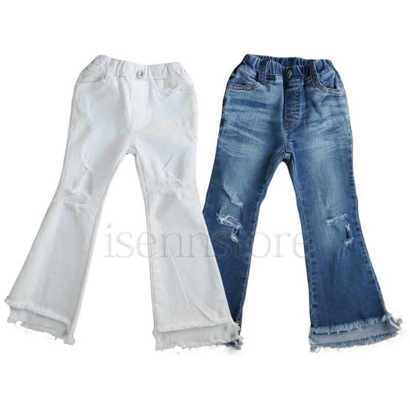 ダメージ デニム ブーツカットパンツ キッズ 子供服 女の子 ロング