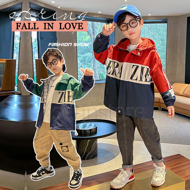 春服 おしゃれ マウンテンパーカー 男の子 キッズ 子供服 バイカラー 英字プリント ブルゾン ジャケット フード付き 長袖 トップス かっこいい ジュニア 通学 沸騰ブラドン