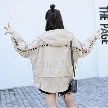 春コート フード付き アウター ブルゾン ジャケット レディース