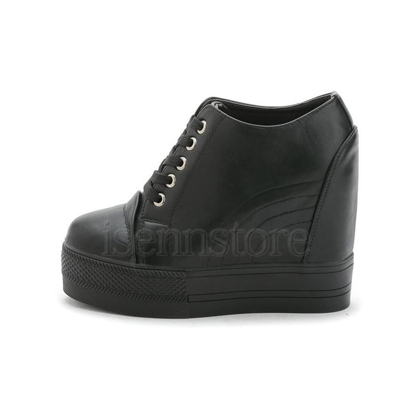 大人カジュアルシューズ 高級PU インヒールスニーカー ウェッジヒール
